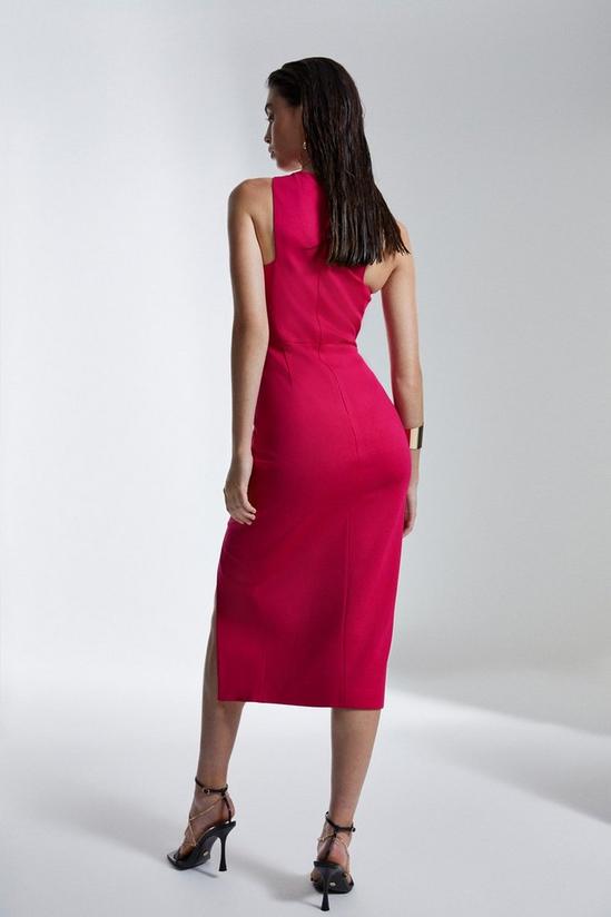 Italian Structured Stretch Asymmetric Midi Dress