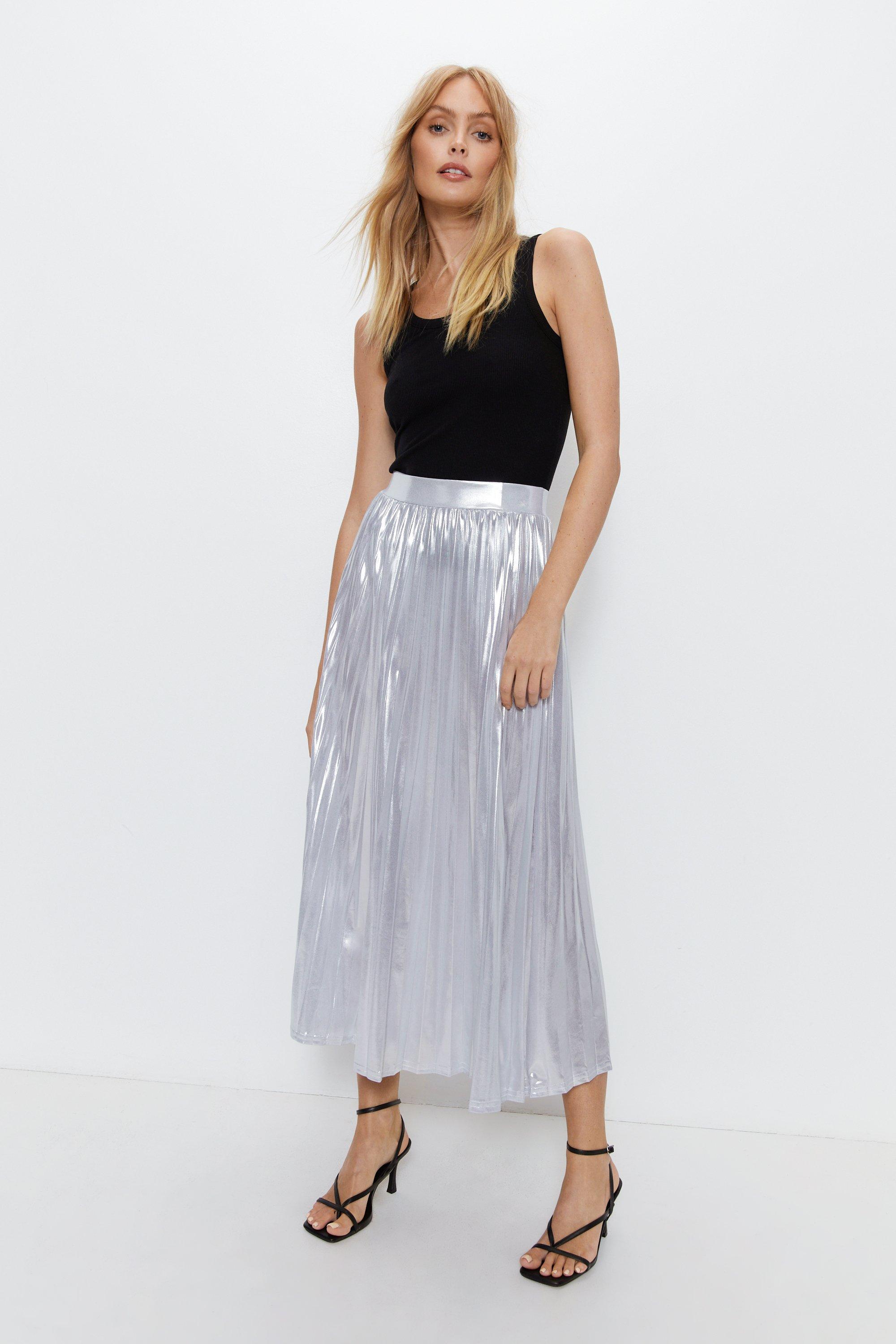 Debenhams silver 2025 pleated skirt