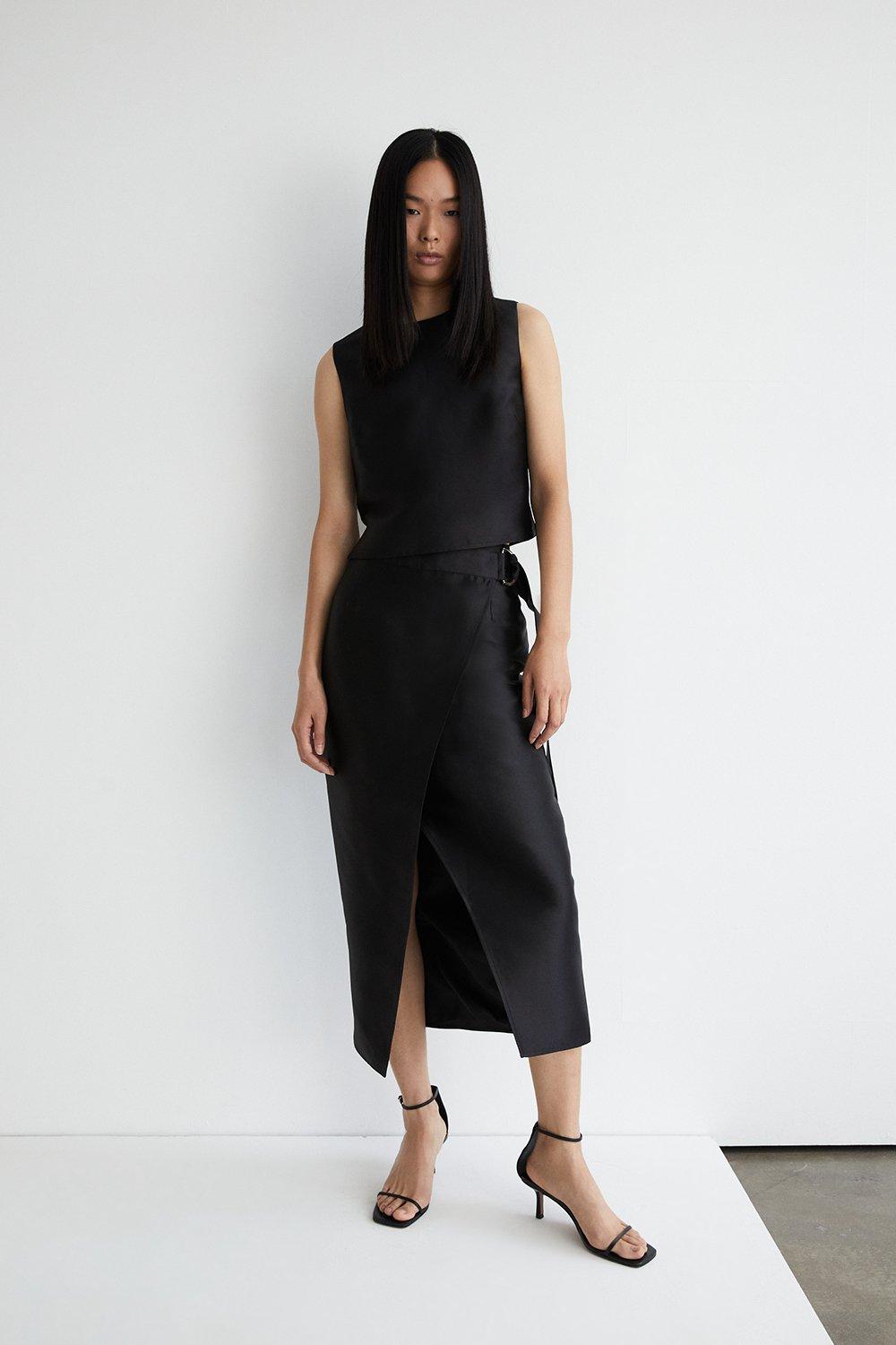 Skirts | Satin Twill Utility Detail Maxi Skirt | Warehouse