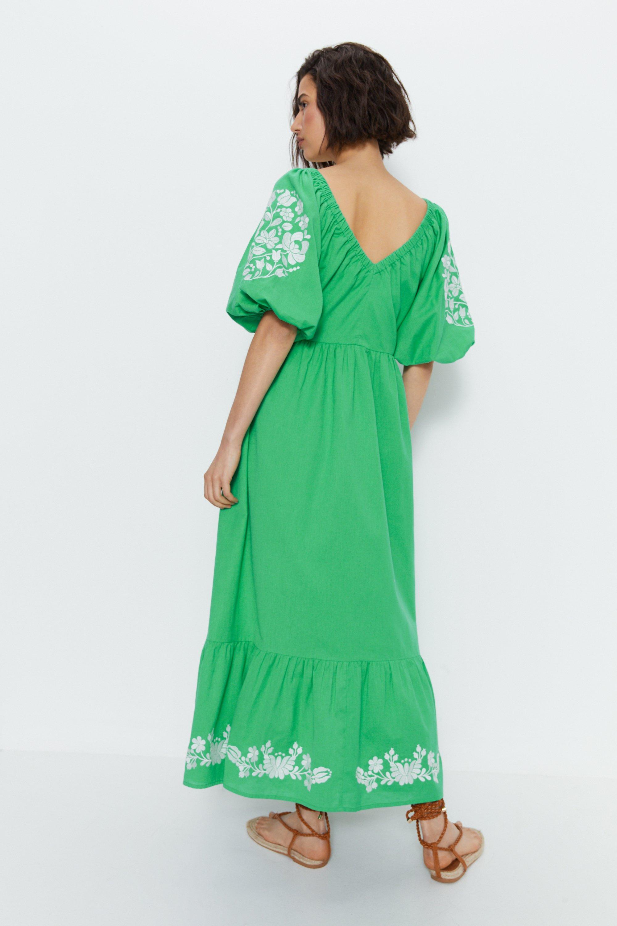 Warehouse puff sleeve store dress