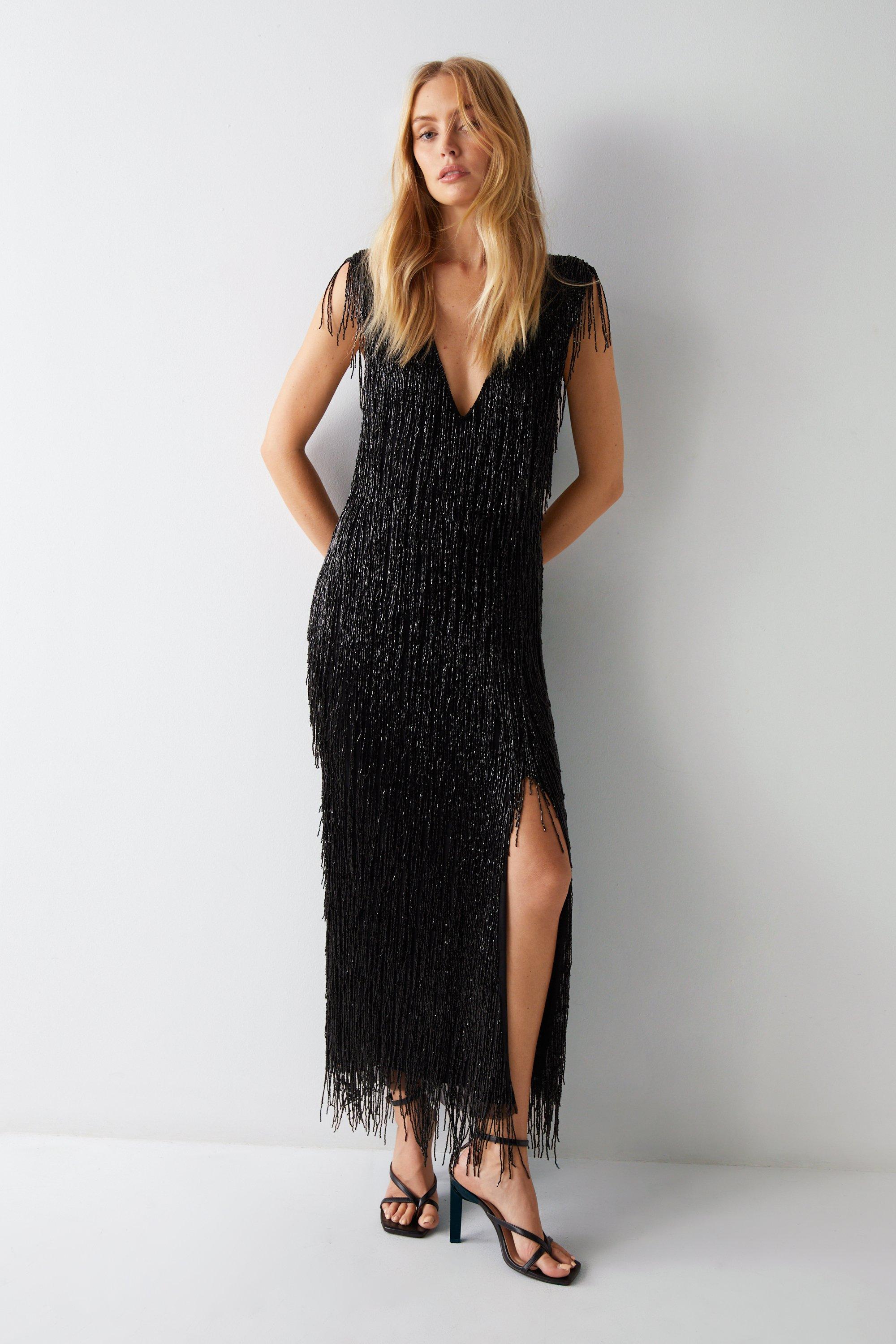 Plunge hotsell tassel dress