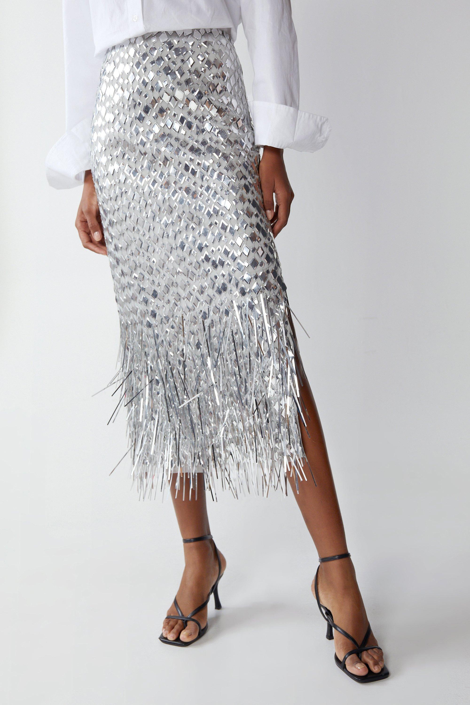 Skirts Diamond Sequin Midi Skirt Warehouse