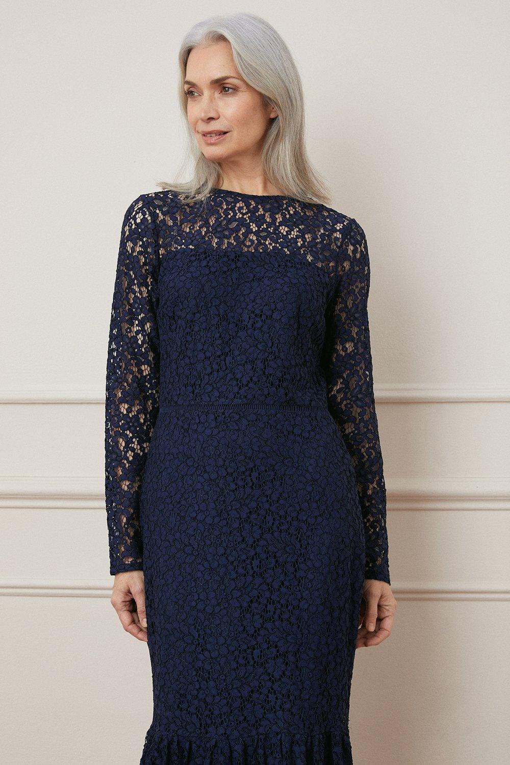 Wallis navy best sale lace dress