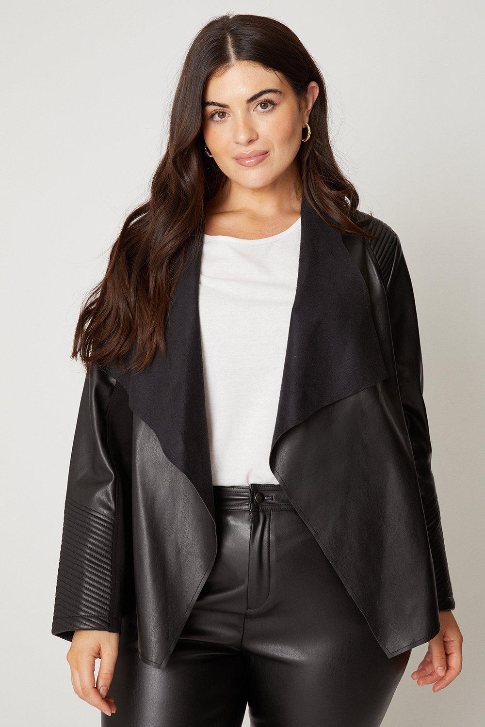 Leather sales waterfall jacket