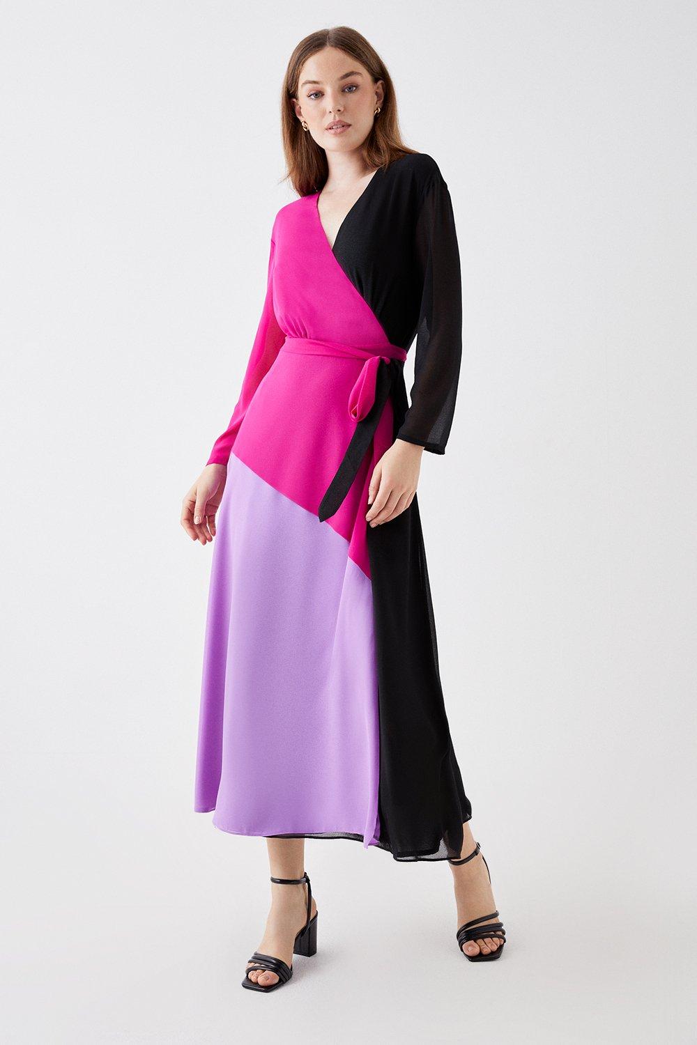 Color block 2024 wrap dress