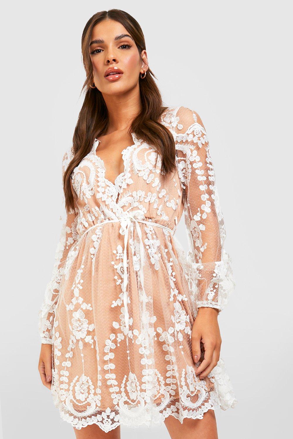 Boutique lace hot sale midi skater dress