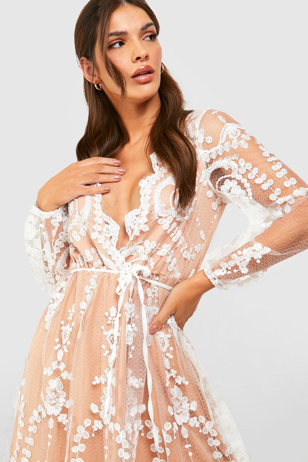 Boutique lace sale plunge skater dress