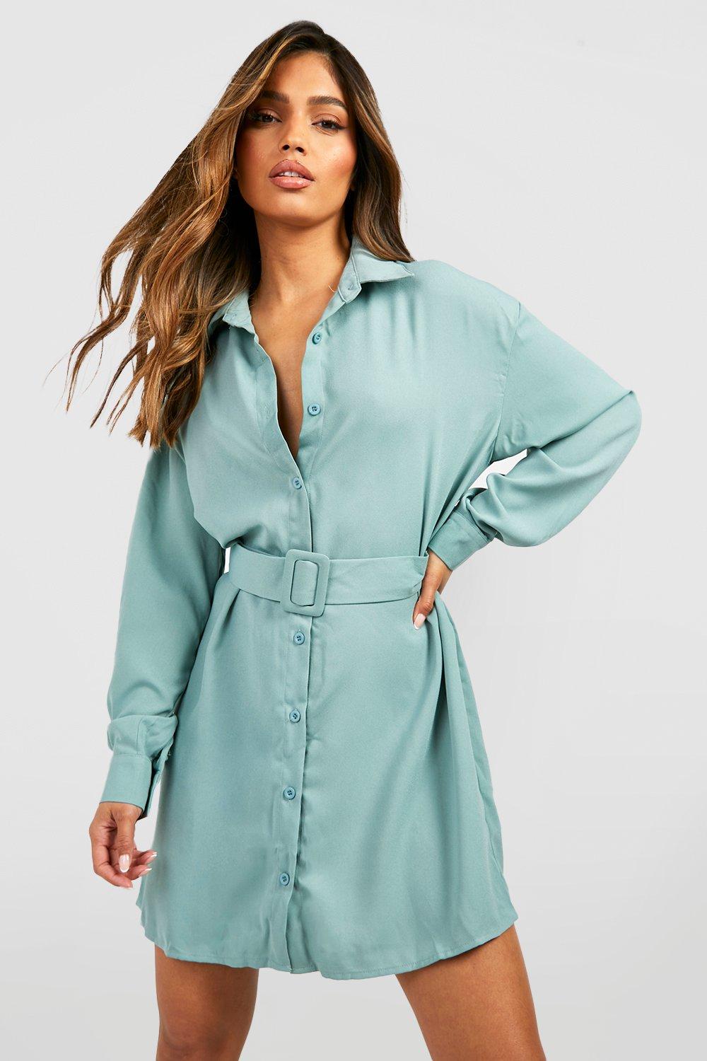 Long sleeve 2024 button shirt dress