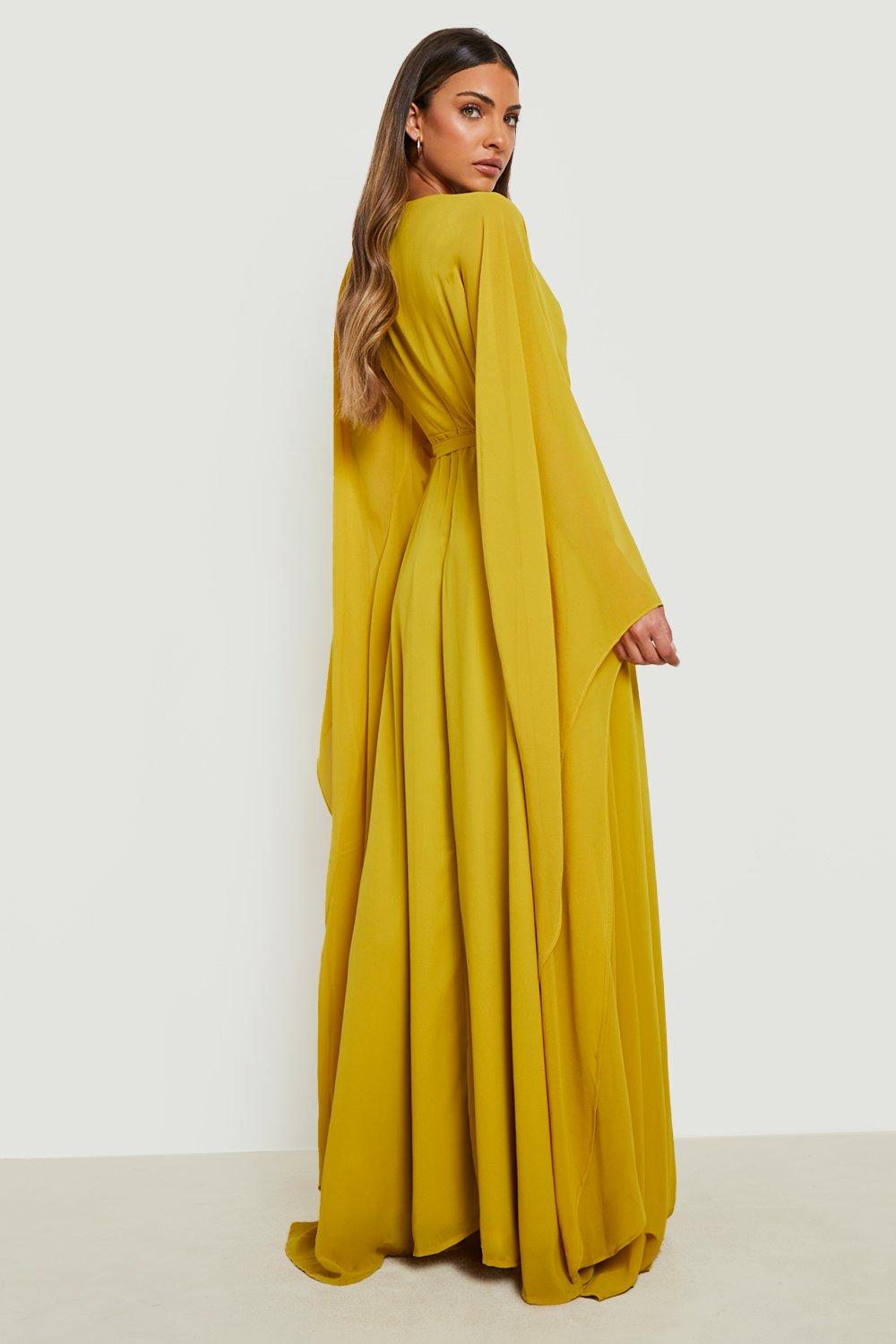 Chiffon cape maxi dress sale