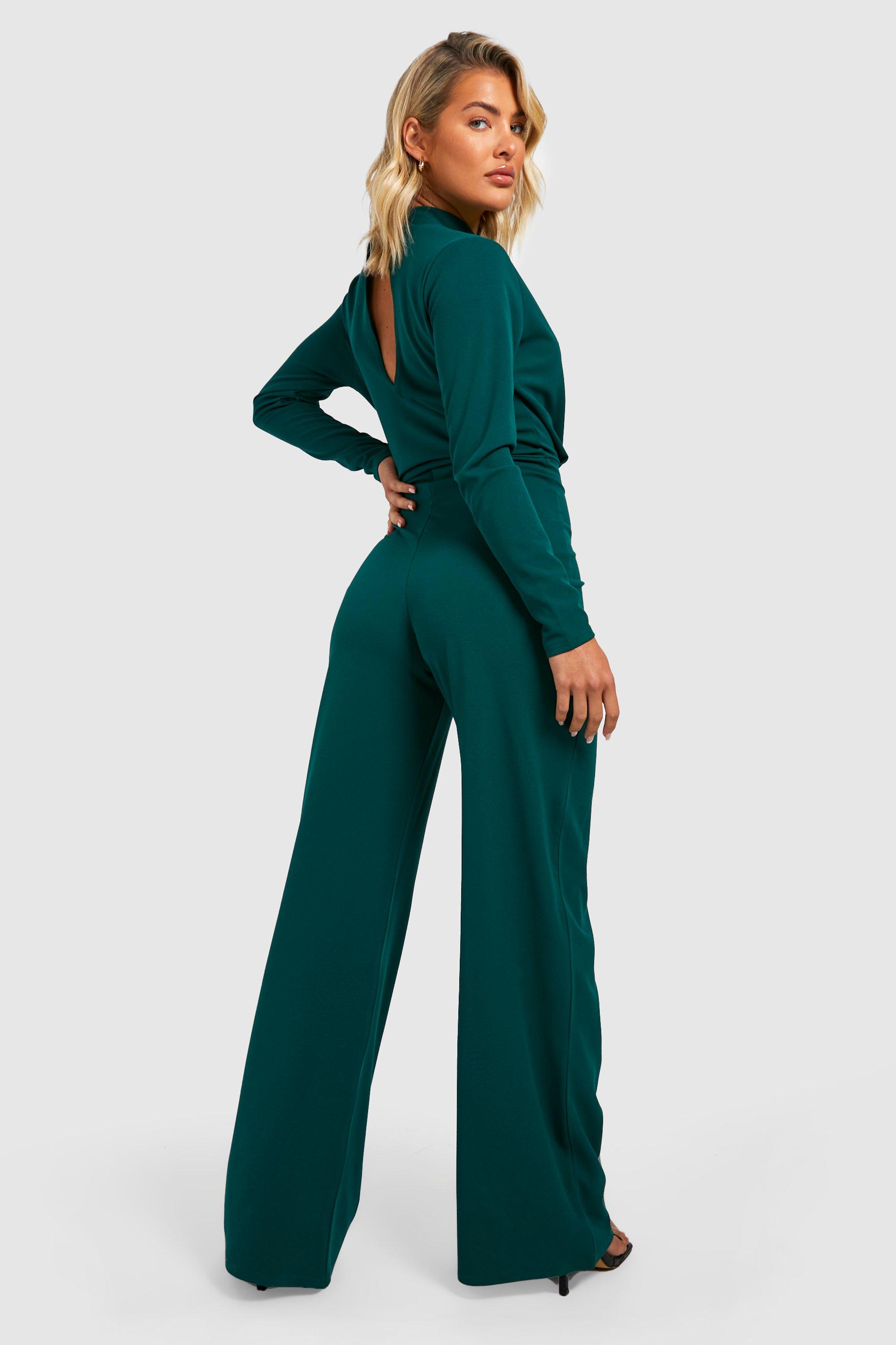 Pleat Detail Tailored Wide Leg Jumpsuit