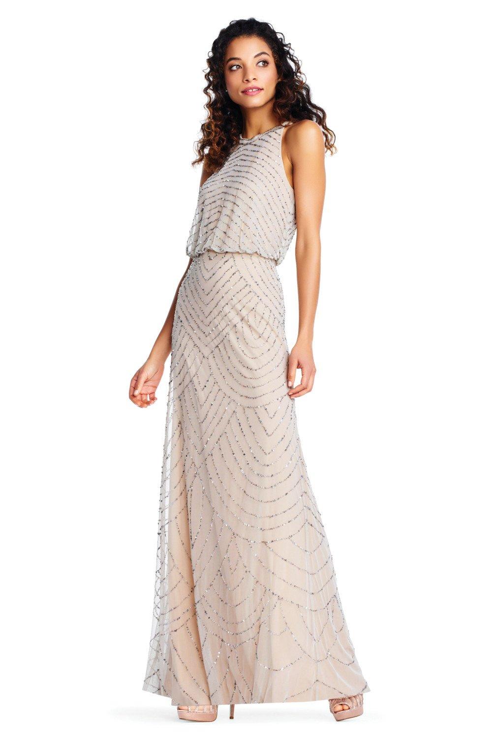 Adrianna papell beaded on sale halter column gown