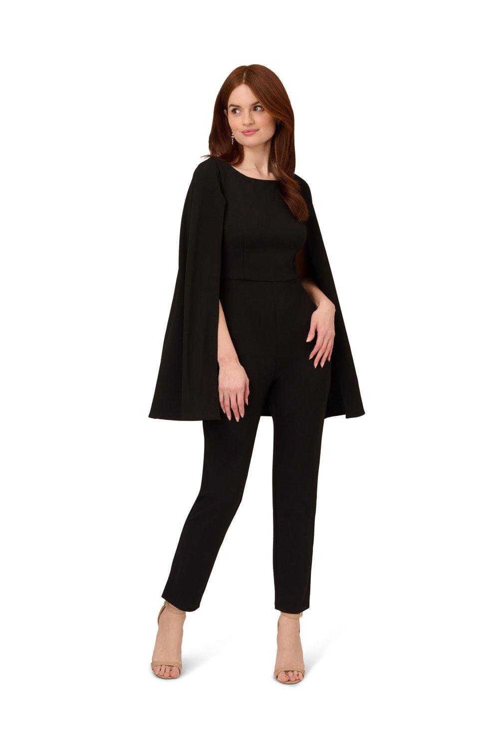 Dresses Knit Crepe Cape Jumpsuit Adrianna Papell