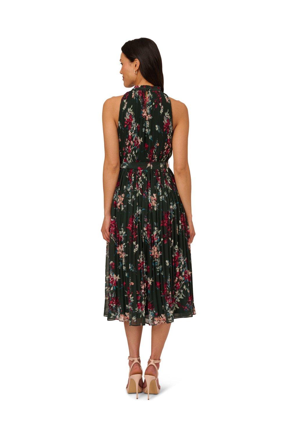 Dresses Floral Pleated Chiffon Dress Adrianna Papell