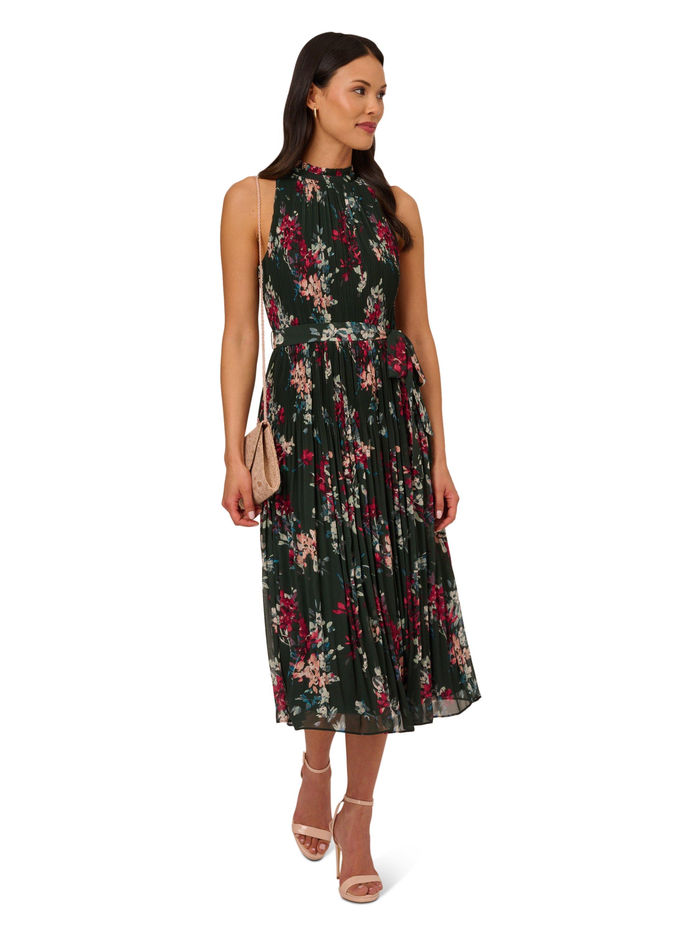 Dresses Floral Pleated Chiffon Dress Adrianna Papell