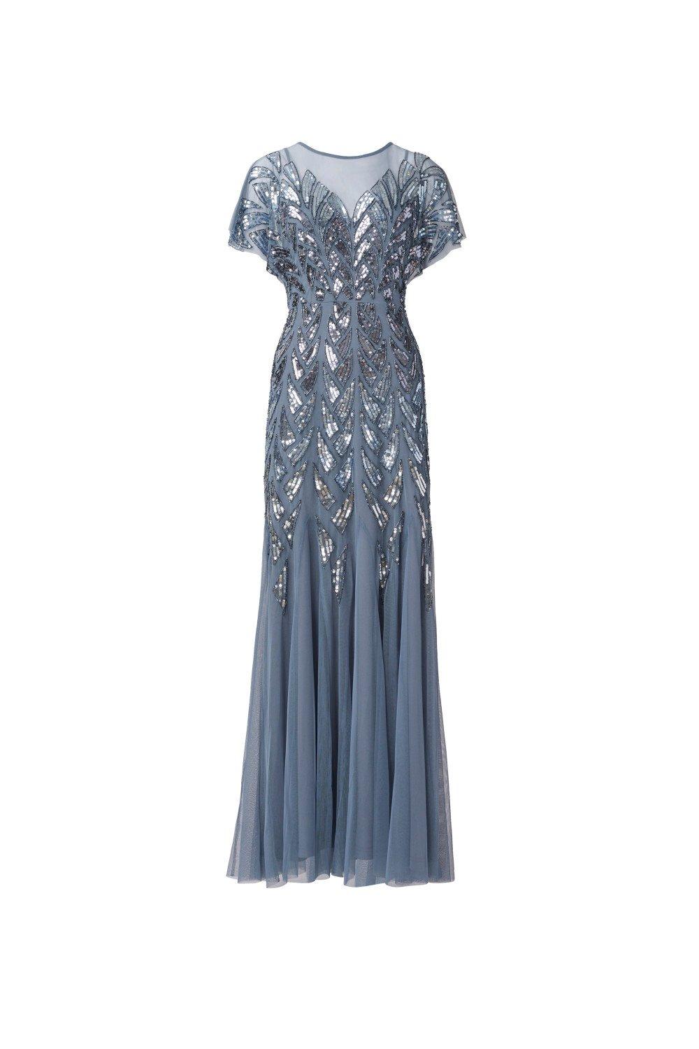 Dresses Beaded Illusion Long Gown Adrianna Papell