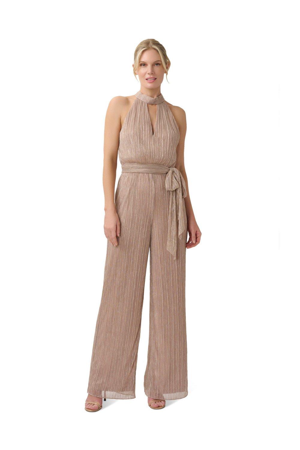 Jumpsuits | Metallic Crinkle Jumpsuit | Adrianna Papell