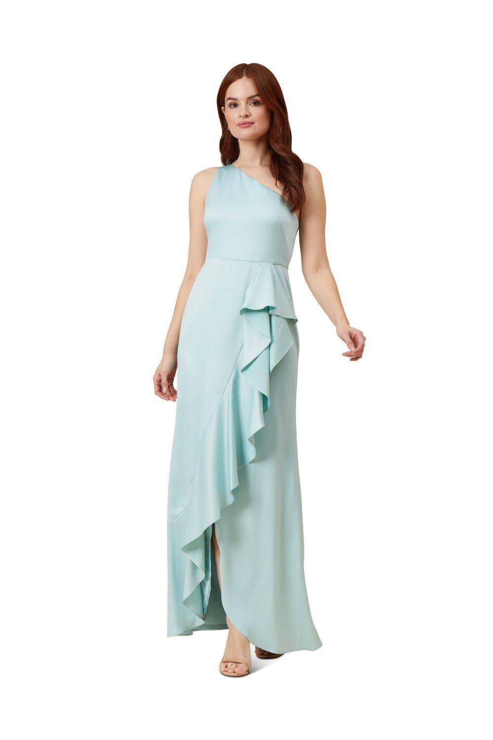 Dresses Satin Crepe One Shoulder Gown Adrianna Papell