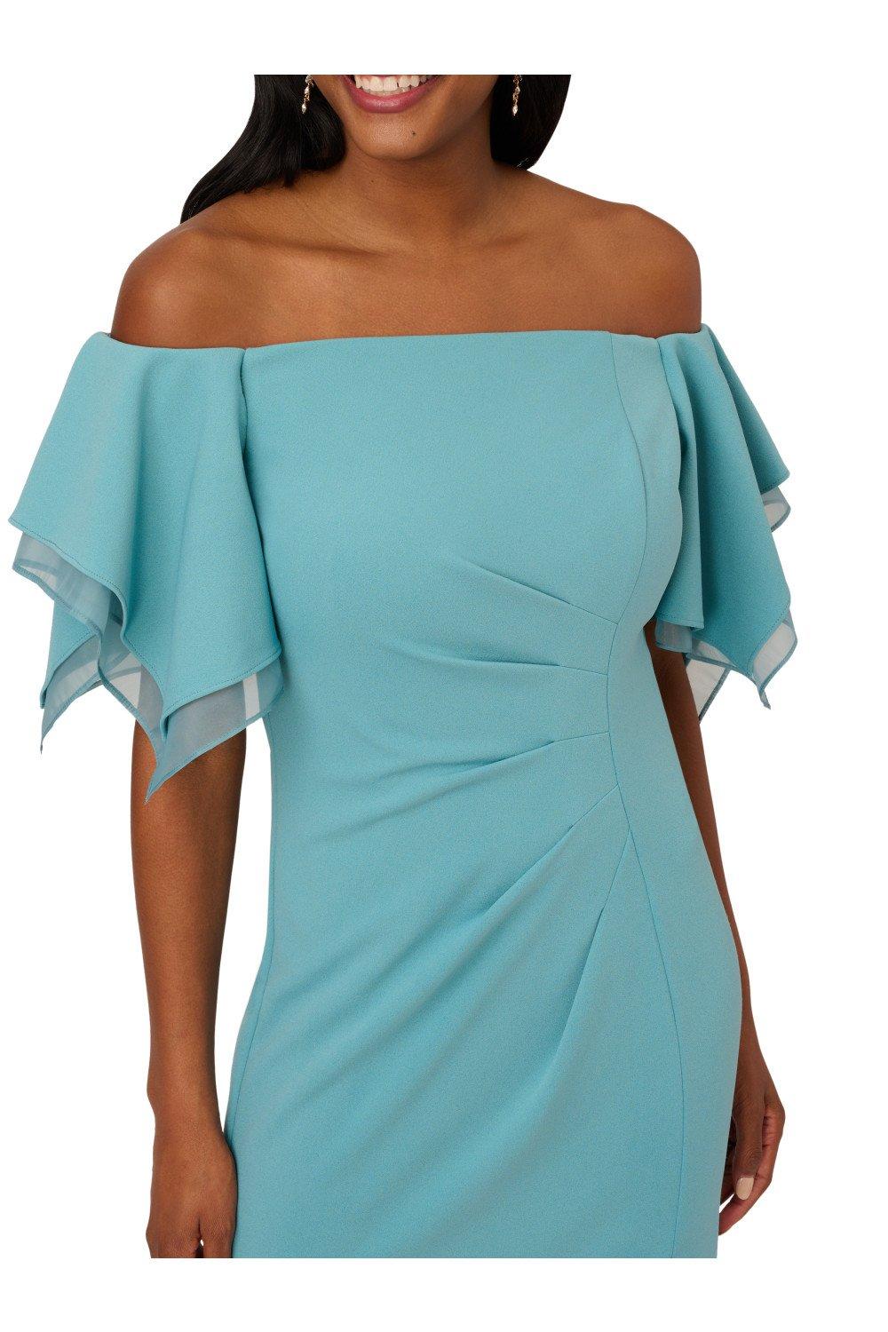 Dresses Crepe Tiered Sleeve Gown Adrianna Papell