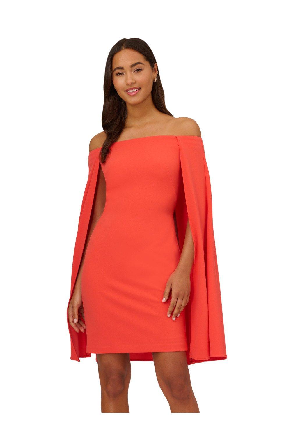 Dresses Off Shoulder Cape Dress Adrianna Papell