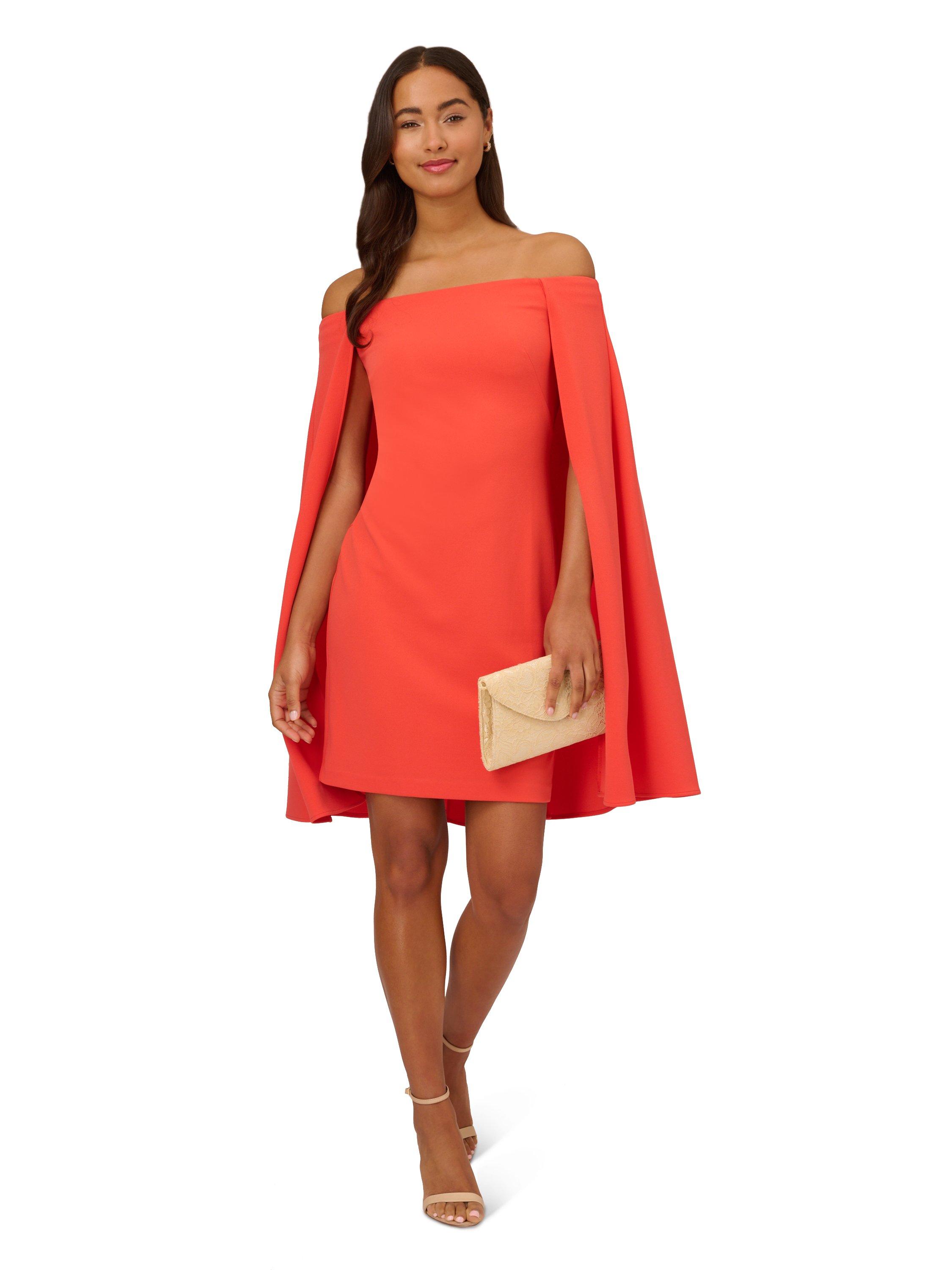 Dresses Off Shoulder Cape Dress Adrianna Papell