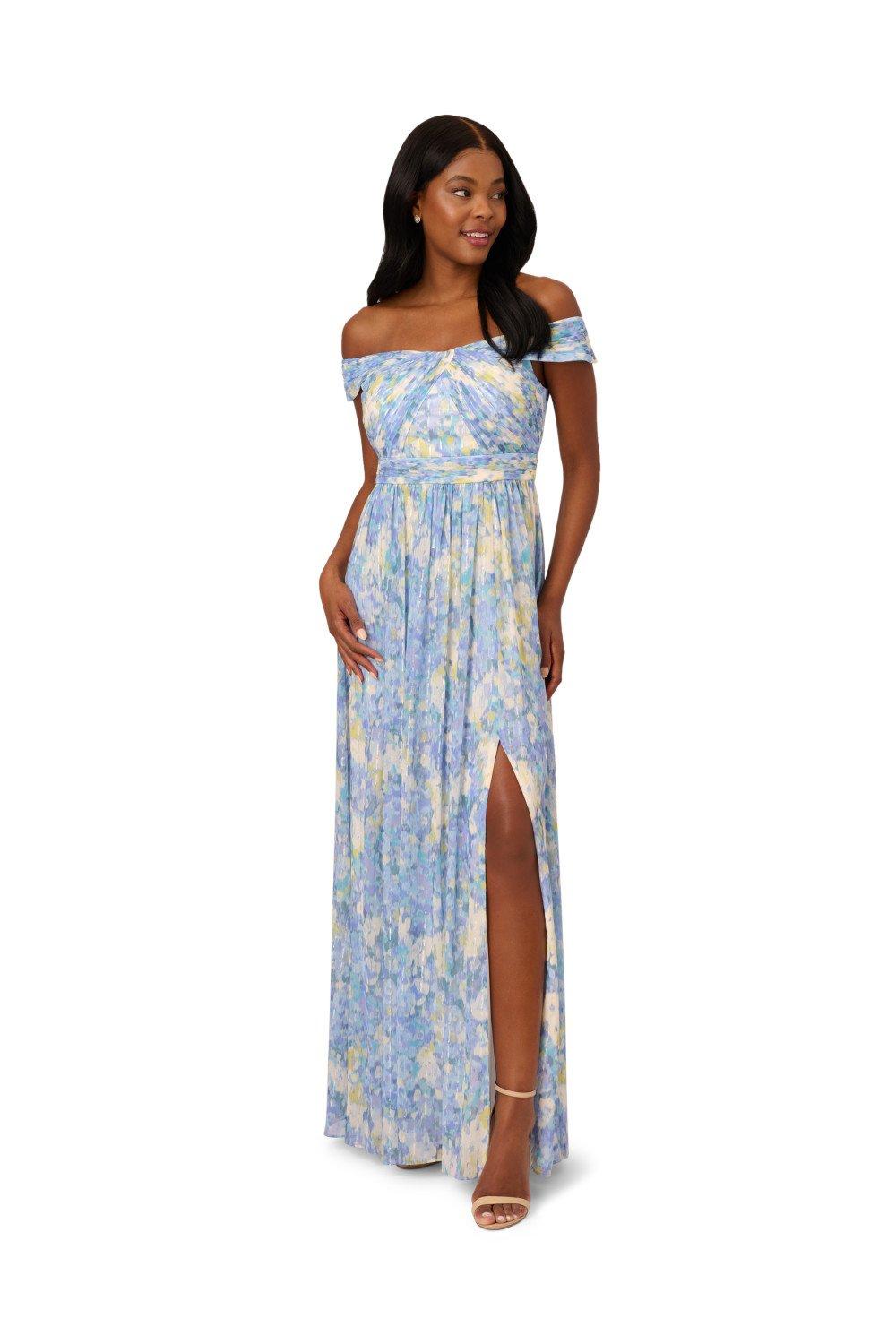 Dresses Printed Off Shoulder Gown Adrianna Papell