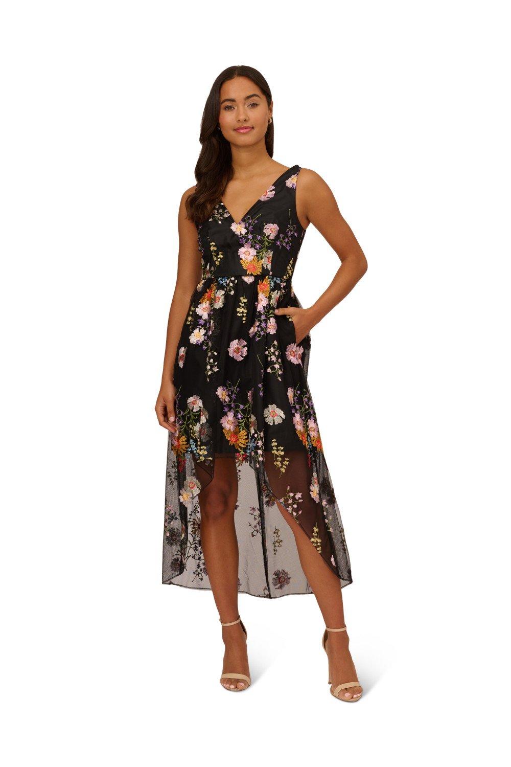 Dresses Embroidered High Low Dress Adrianna Papell