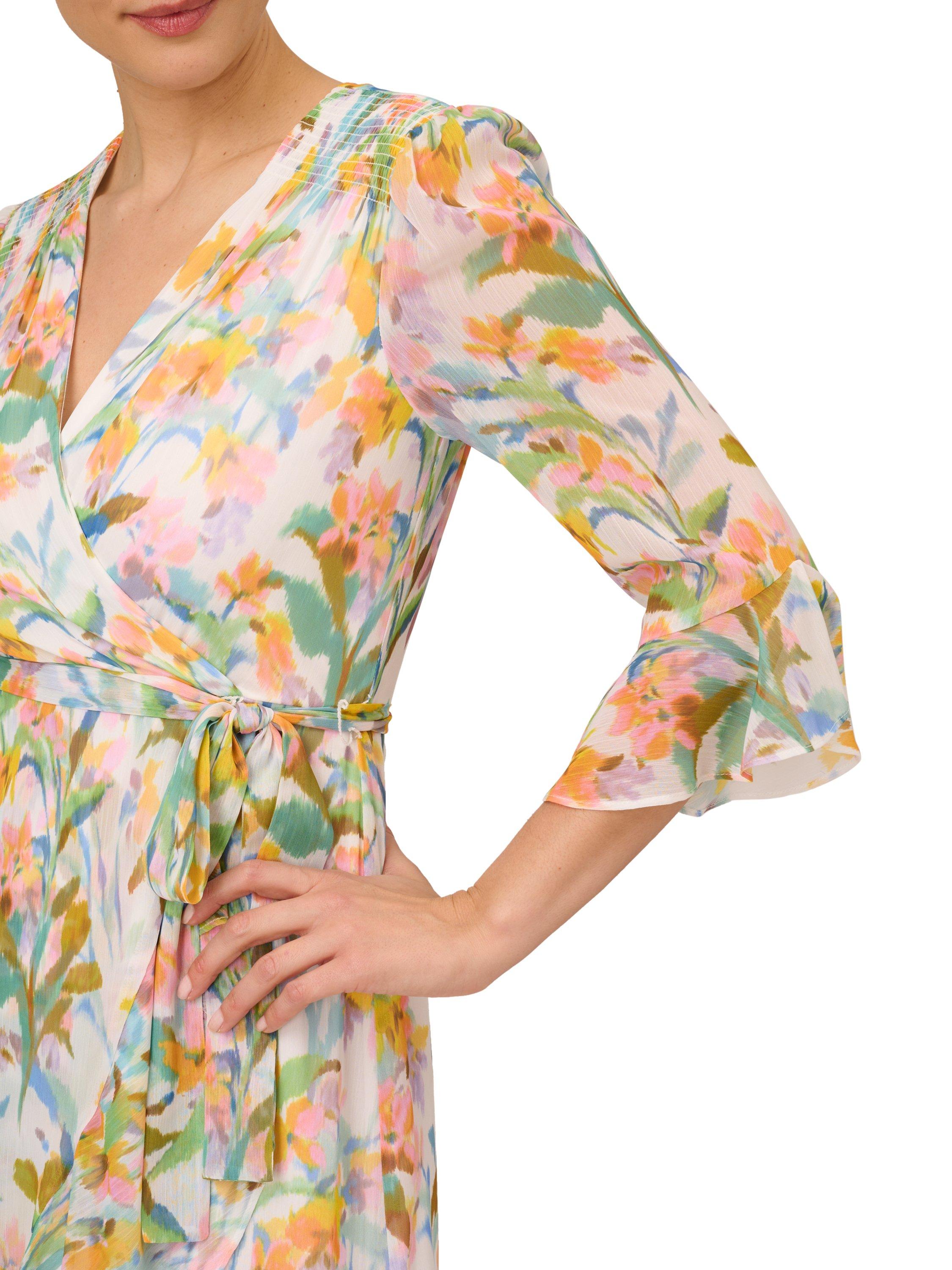 Dresses Floral Faux Wrap Dress Adrianna Papell