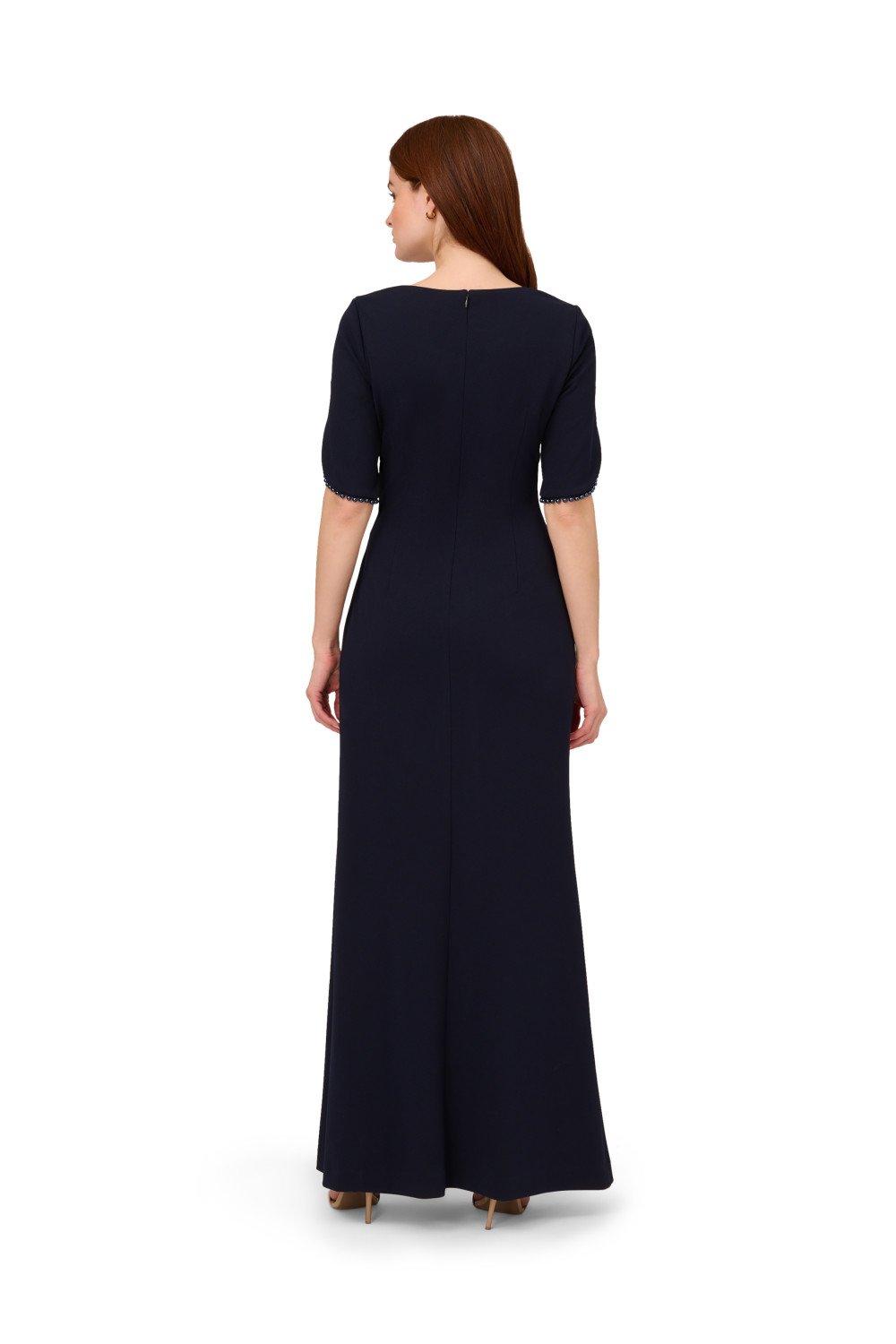 Dresses Pearl Trim Knit Crepe Gown Adrianna Papell