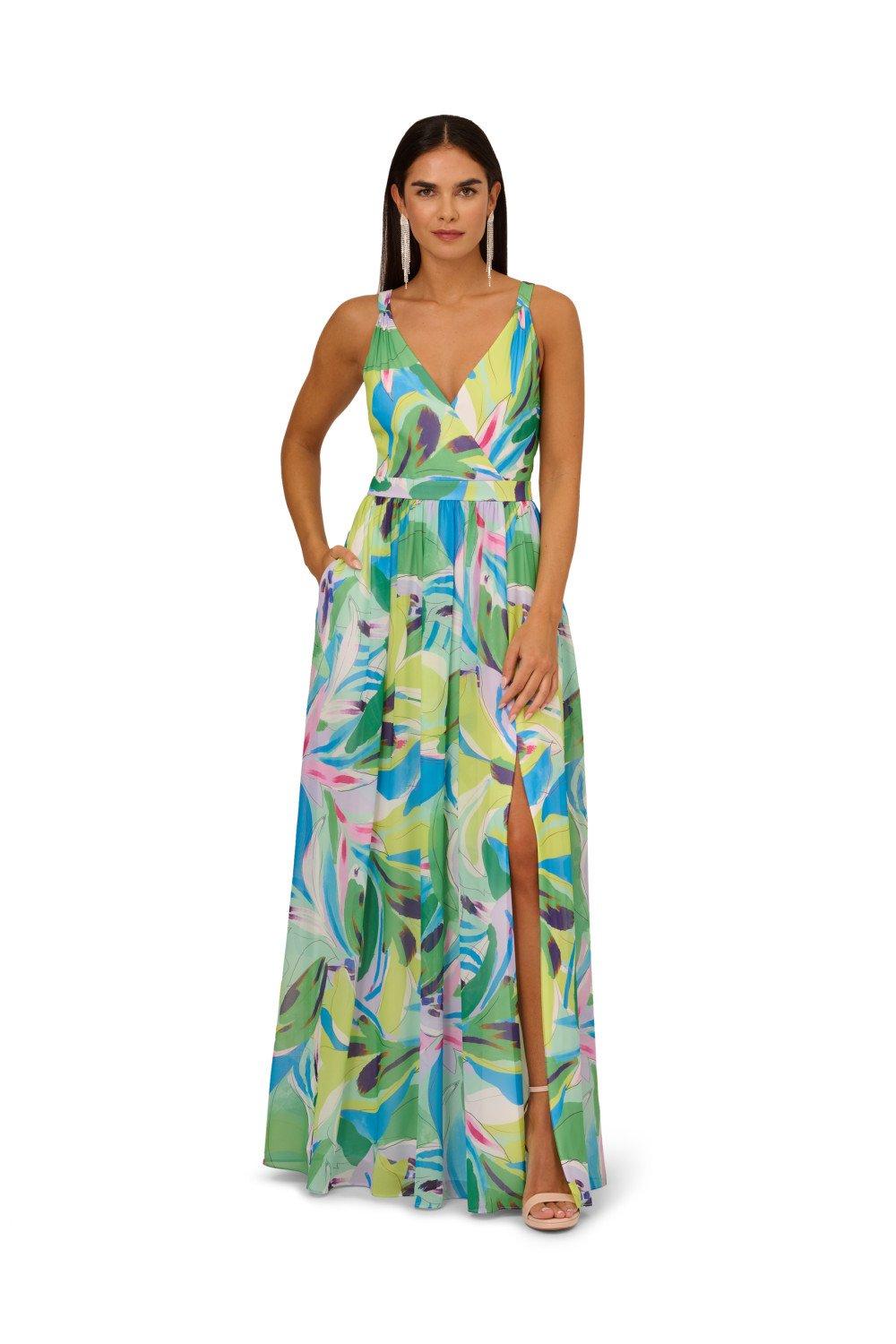 Printed Chiffon Maxi Dress