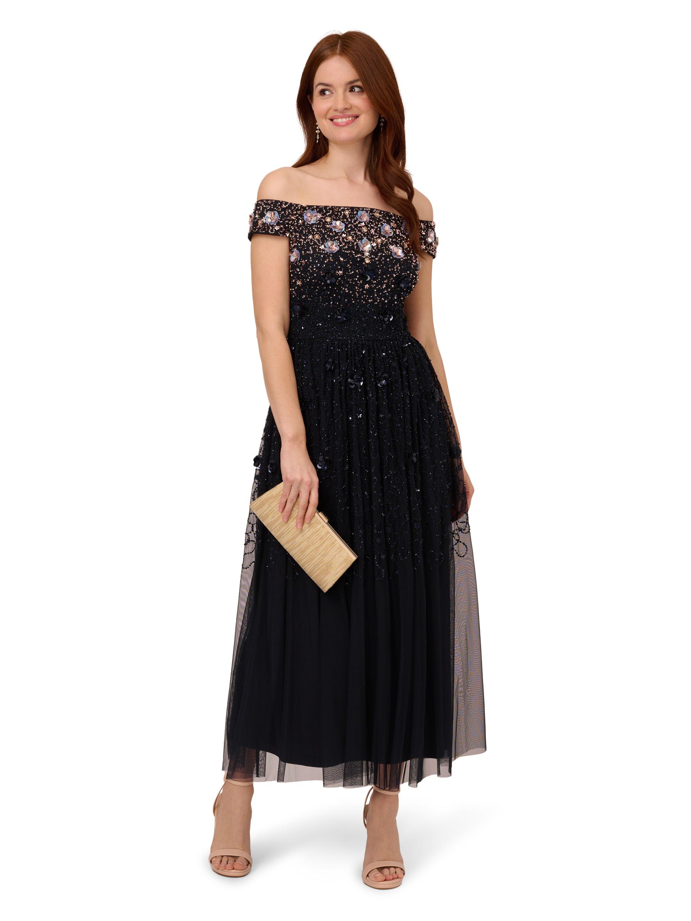 Dresses Off Shoulder Beaded Dress Adrianna Papell