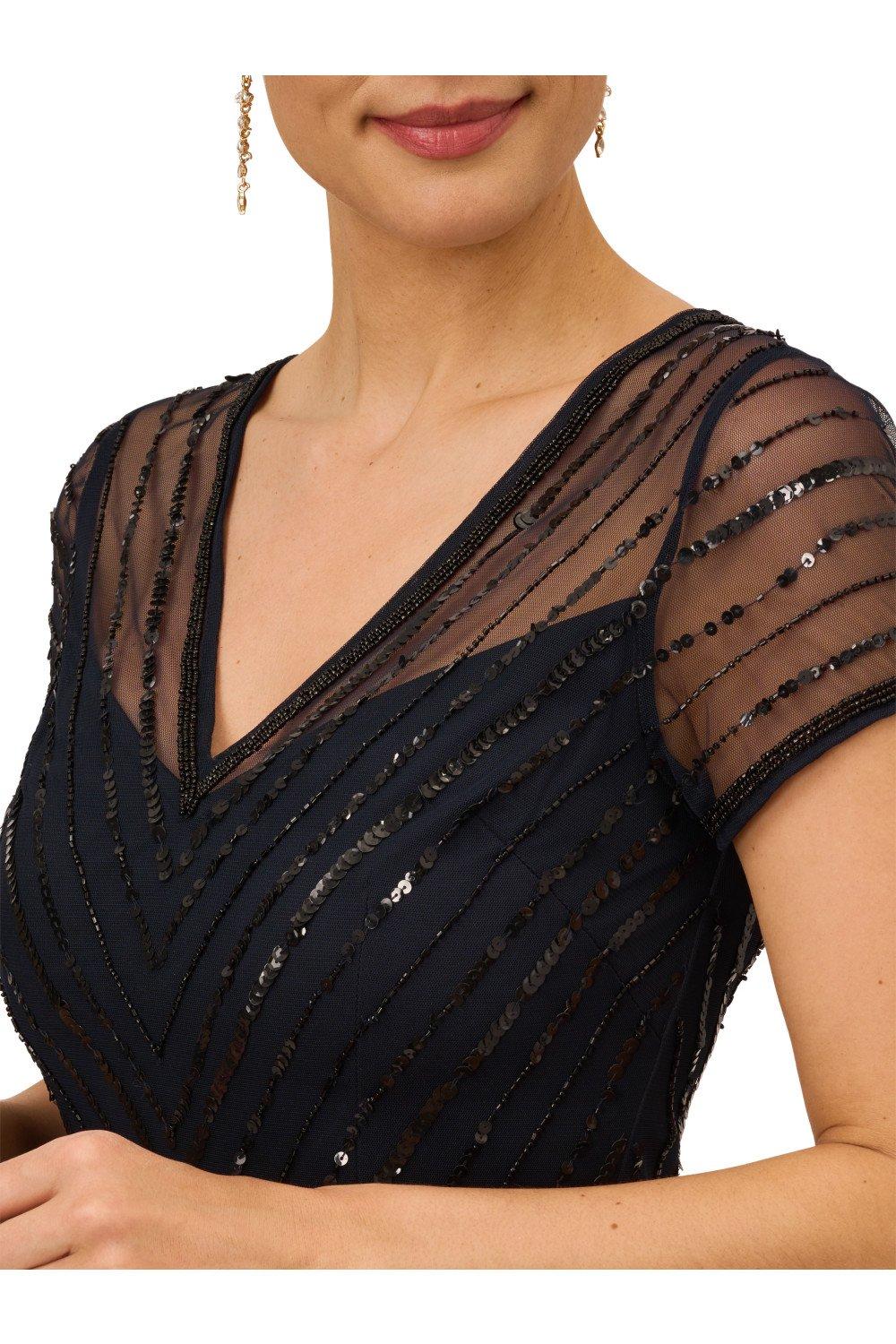 Dresses Beaded V Neck Gown Papell Studio