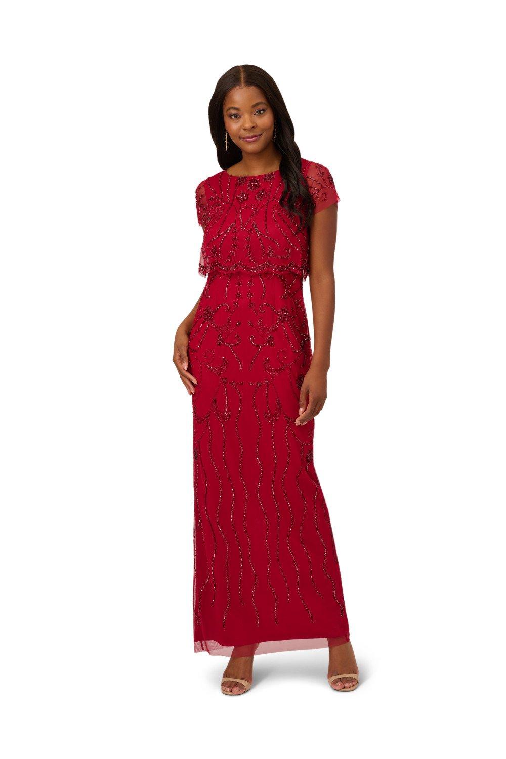 Dresses Beaded Mesh Gown Adrianna Papell