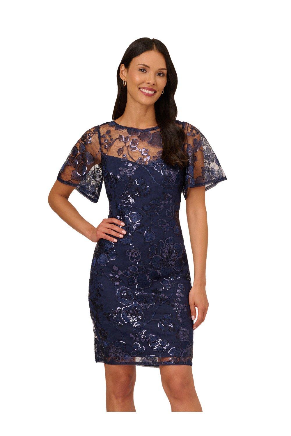 Dresses Embroidery Sheath Dress Adrianna Papell