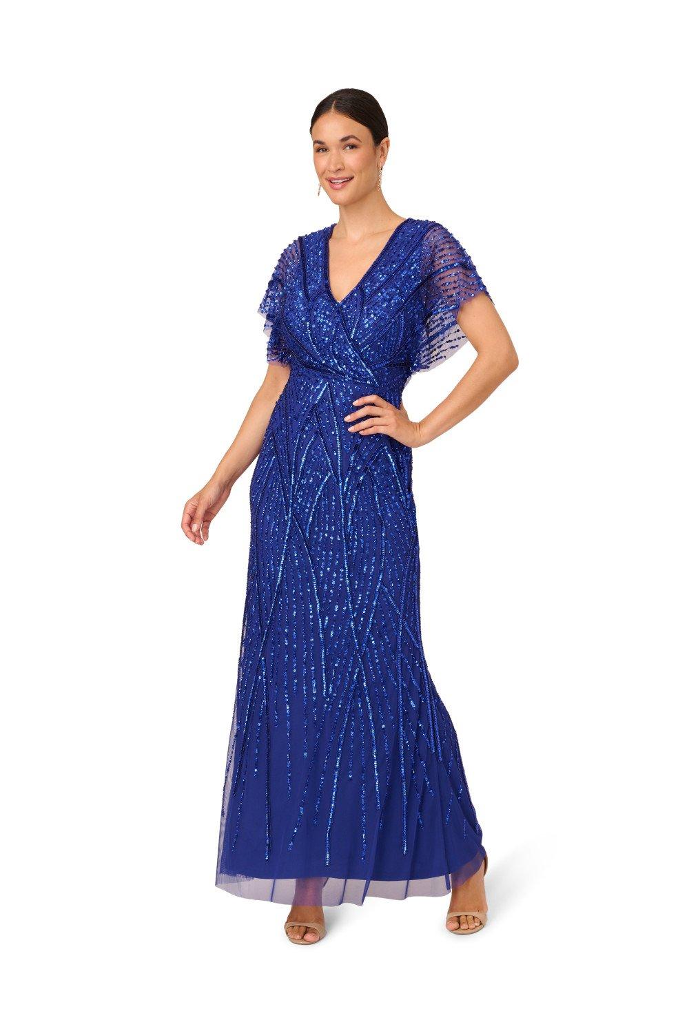 Adrianna papell clearance long beaded dress