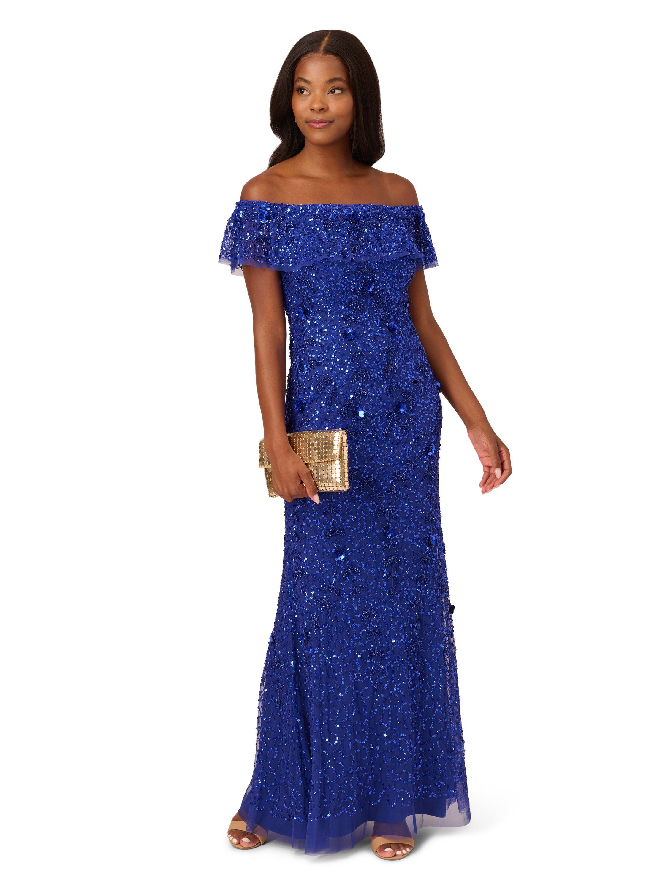 Dresses Beaded Mesh Gown Adrianna Papell