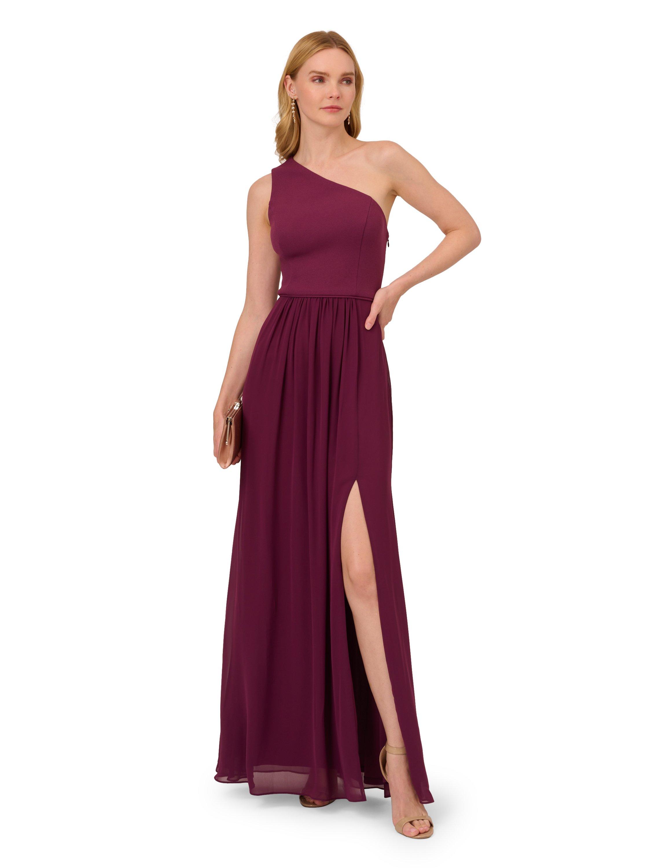 Dresses One Shoulder Chiffon Gown Adrianna Papell