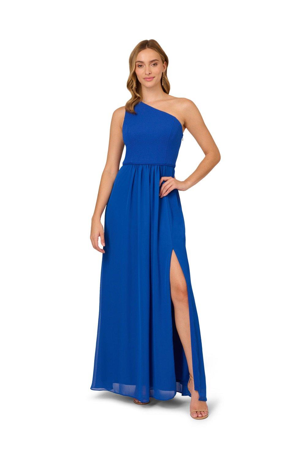 Dresses One Shoulder Chiffon Gown Adrianna Papell