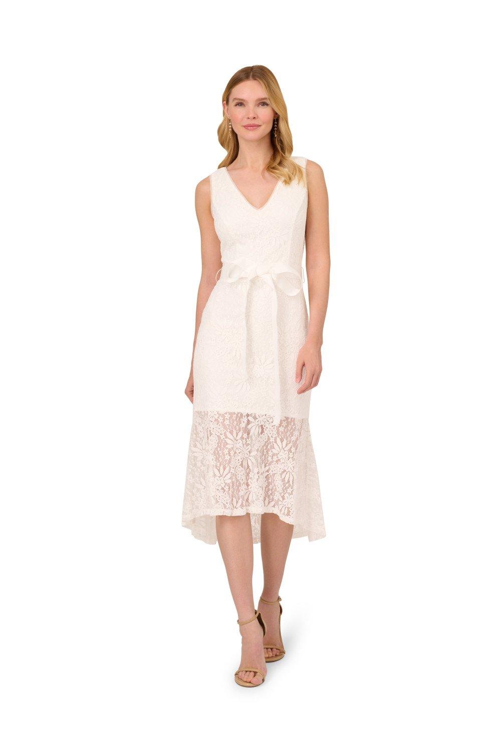 Dresses Lace Midi Flounce Dress Adrianna Papell