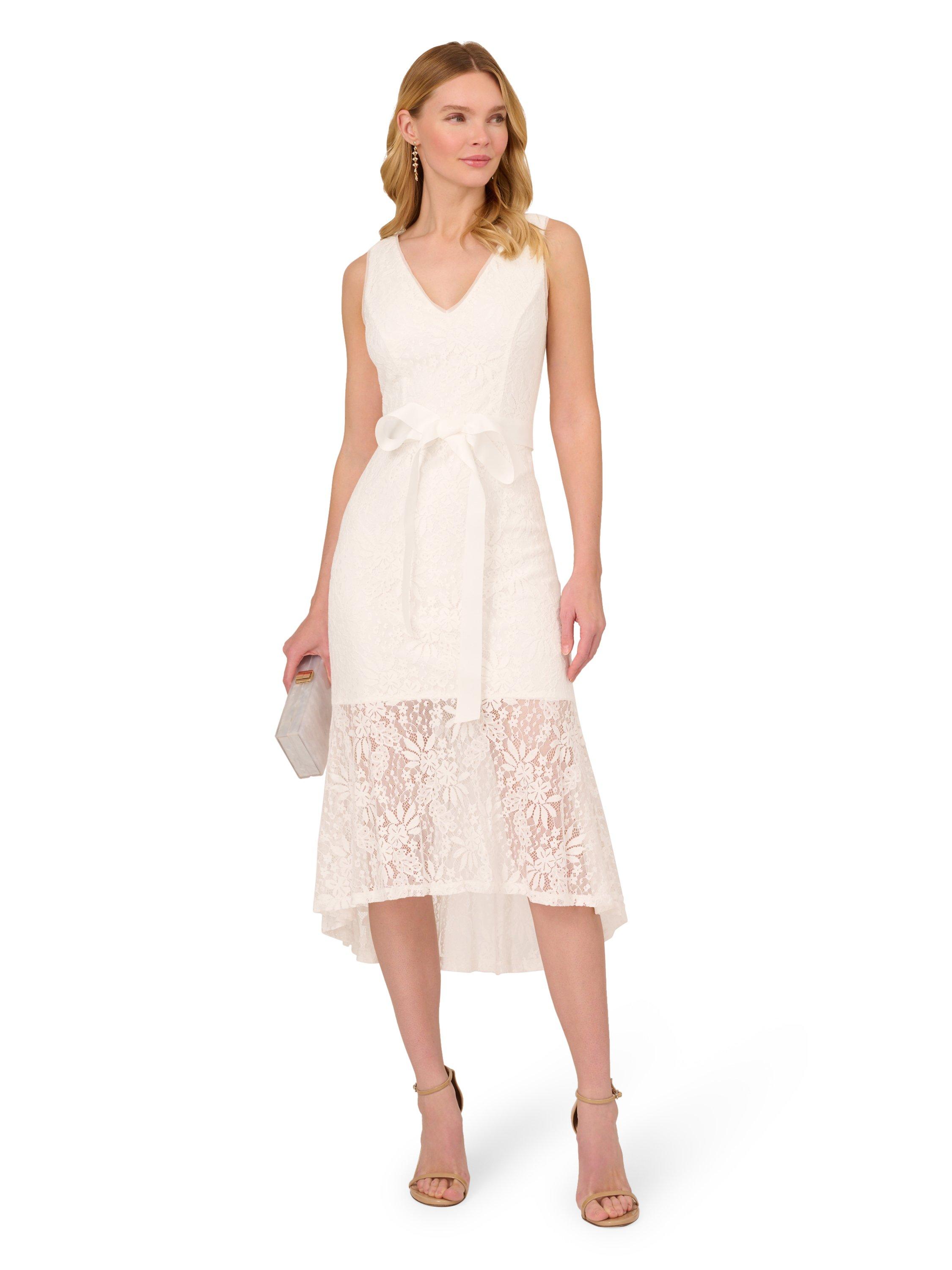 Dresses Lace Midi Flounce Dress Adrianna Papell