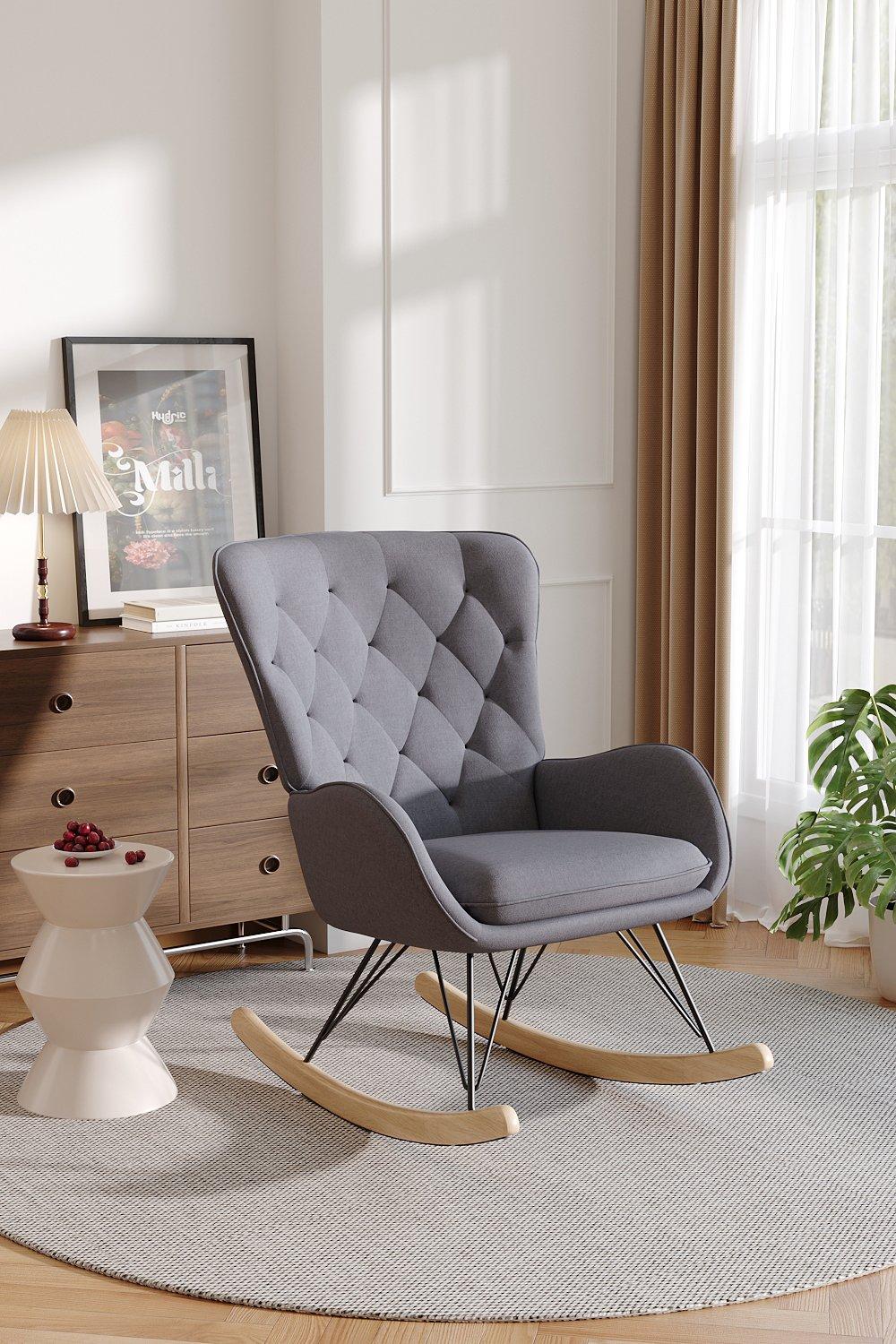 Grey velvet rocking deals chair