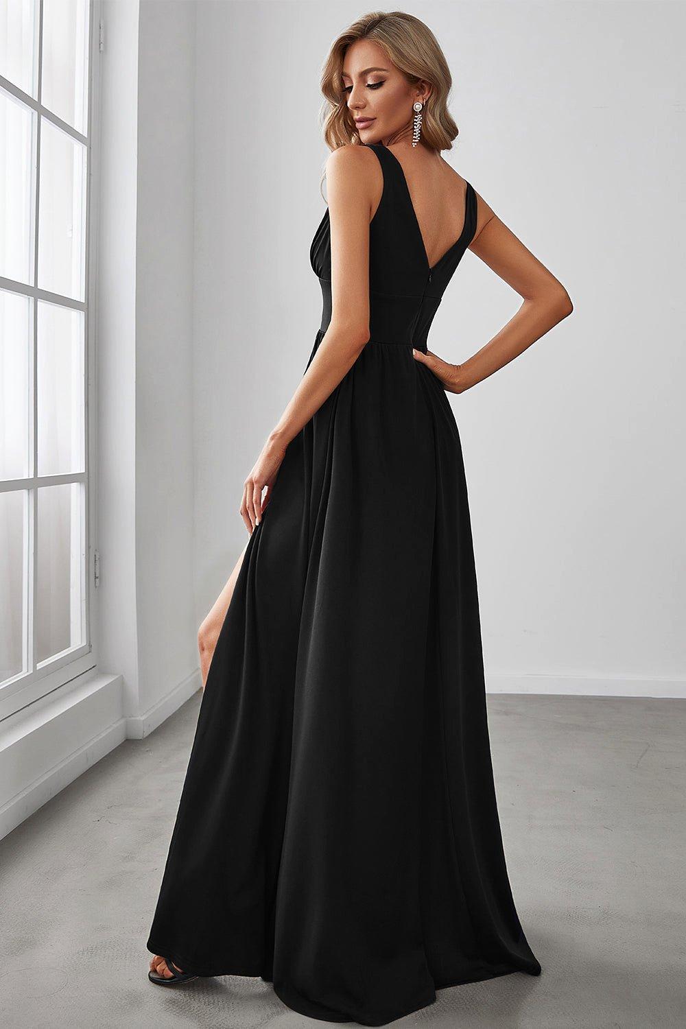 Dresses, V-Neck High Slit Empire Waist Floor-Length Evening Dress
