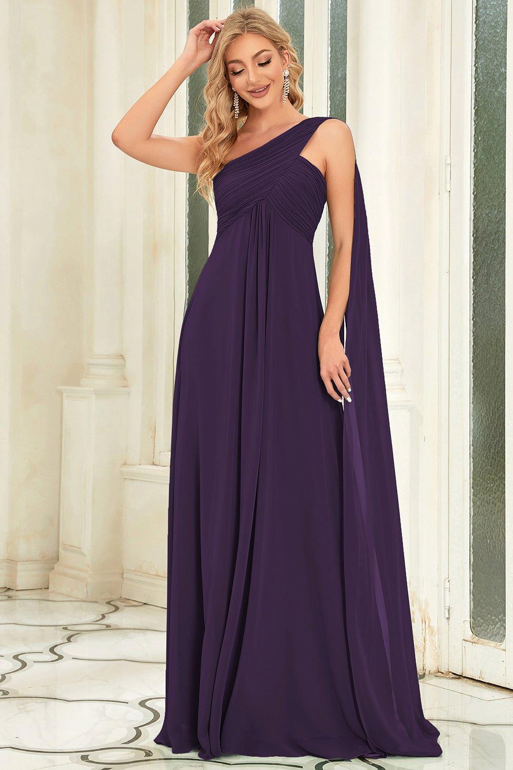 Dresses Fashion Long Chiffon One Shoulder Evening Dresses Ever