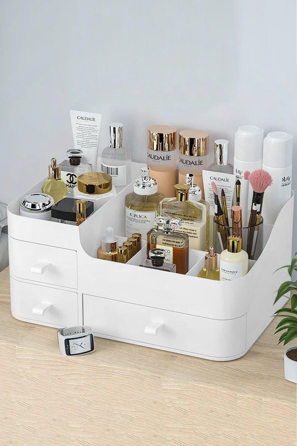 Beauty Tools 3 Drawers White Makeup Organizer Storage Gift Set