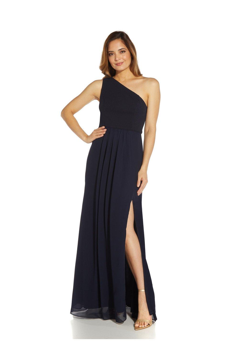 Dresses One Shoulder Chiffon Gown Adrianna Papell