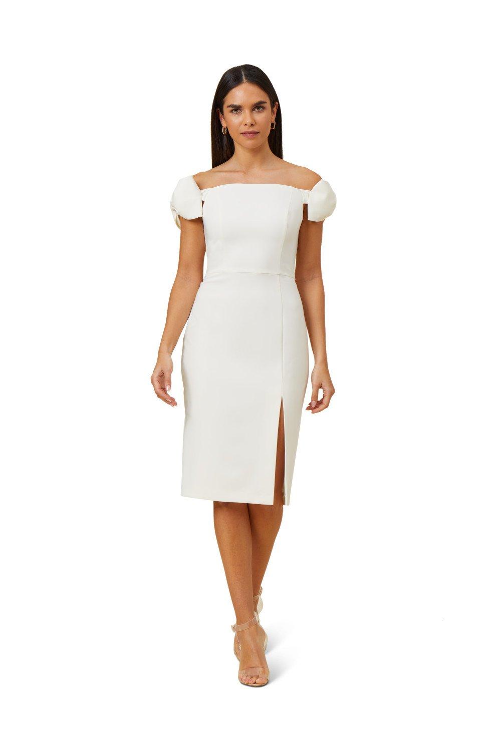 Dresses Off Shoulder Sheath With Bows Aidan by Adrianna Papell