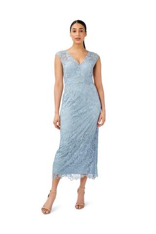 Hera' Blue Satin Bardot Pleated Tiered Mini Dress