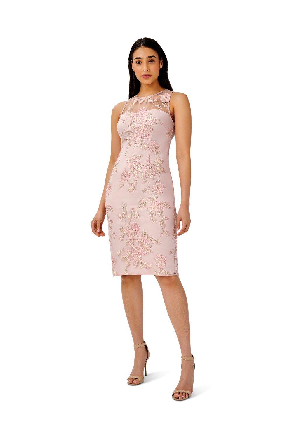 adrianna papell floral embroidered illusion dress bestow.in