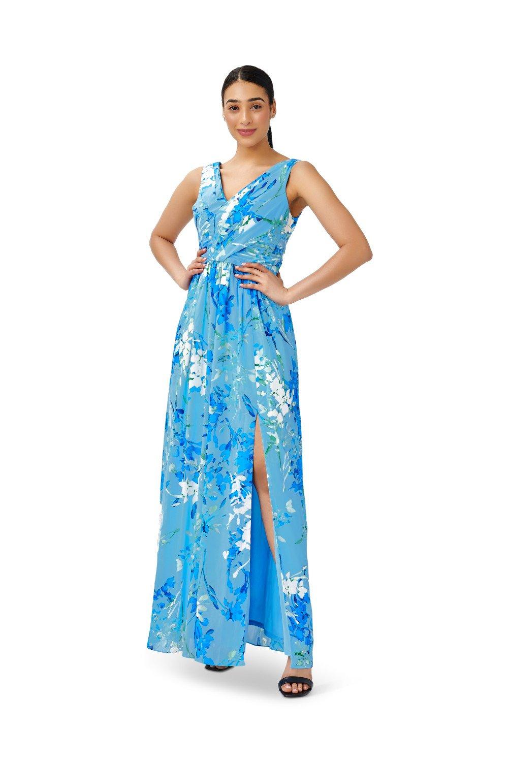 Dresses Floral Print Sleeveless Gown Adrianna Papell