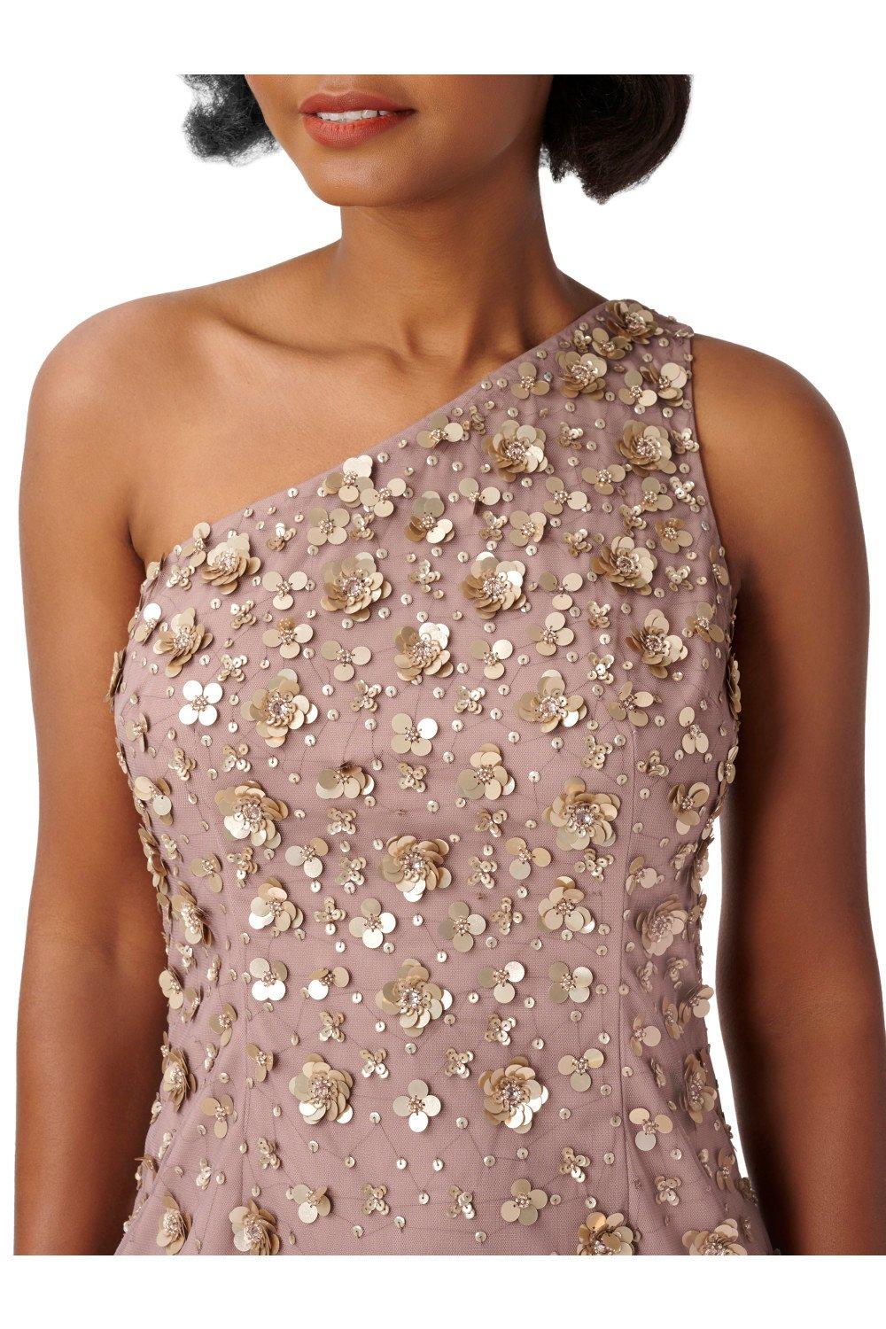 Adrianna papell one shoulder beaded outlet gown