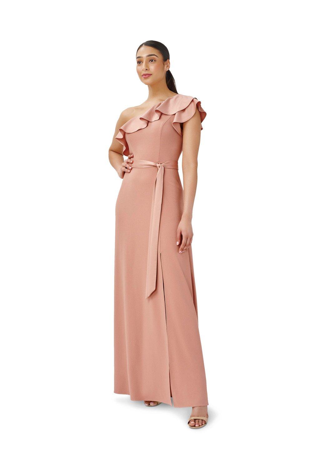 Adrianna papell one 2024 shoulder crepe gown